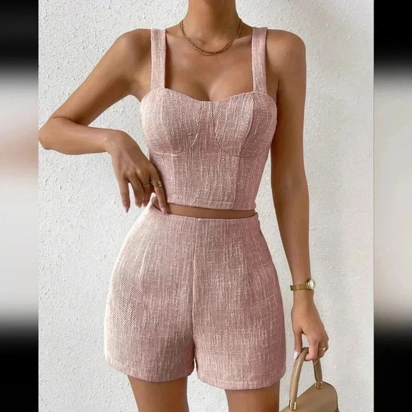 Solid Crop Cami Top & Shorts - Picture 1 of 6